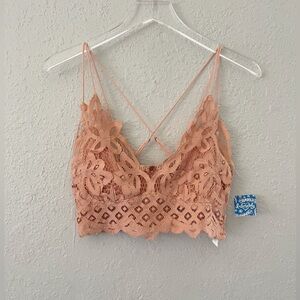 Free People One Intimately Adella Longline Bralette Peach Orange NWT Large